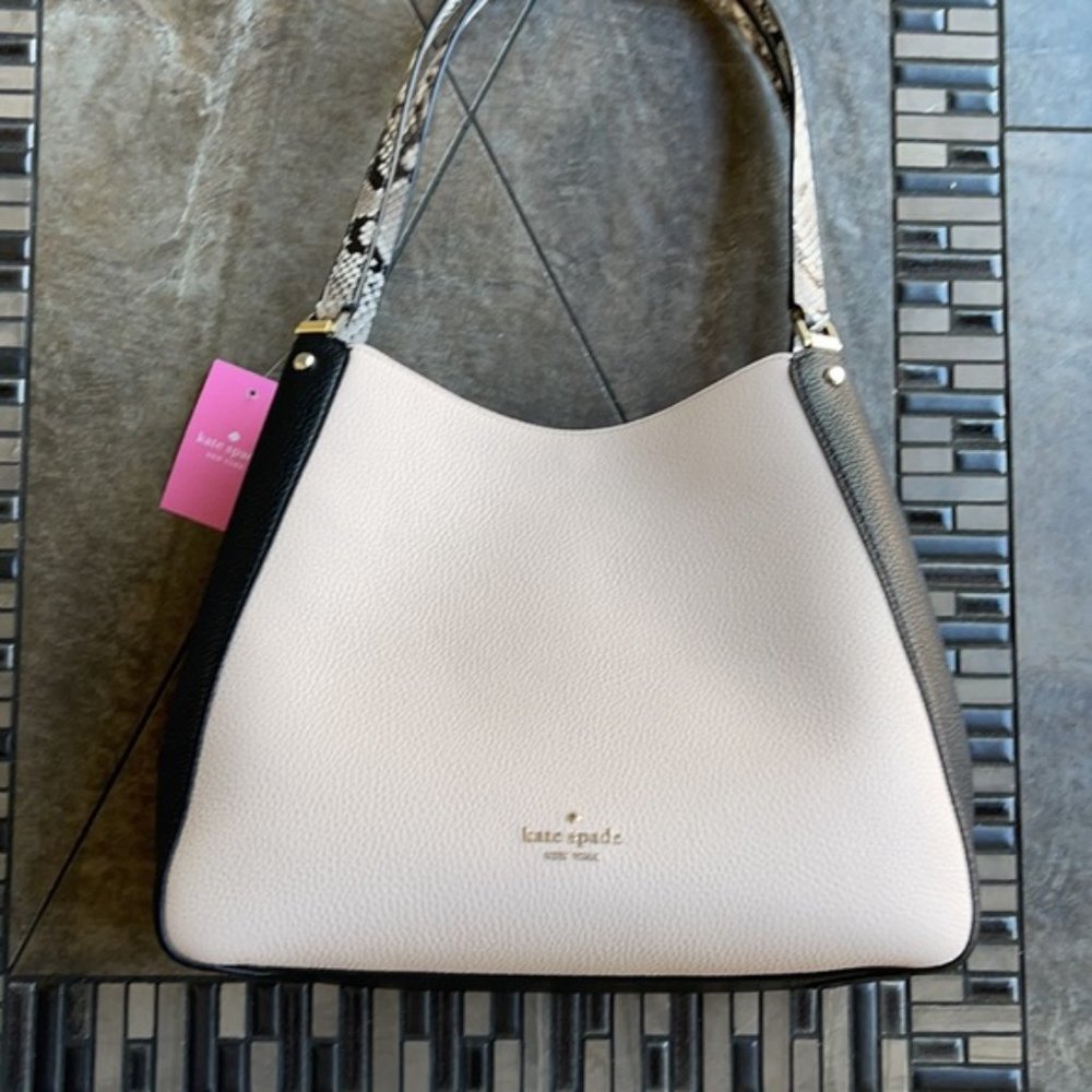 Kate Spade Triple Compartment Shoulder Bag Mixed Material Natural Multi